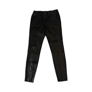 Topshop Womens Black Faux Leather High Rise Seam Detail Skinny Leggings Size 8